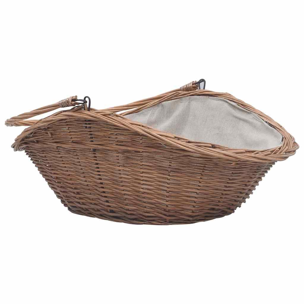Kosz drewniany z uchwytem 60 x 44 x 55 cm naturalne drewno wierzbowe