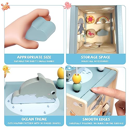 Motorikwürfel Aktivitätswürfel aus Holz 6-in-1 Aktivitäts-Center mit Aktivitäts-Center mit Perlenlabyrinth und Sortieren Spielzeug Holzspielzeug Formsortierung Farberkennung für Kleinkinder ab 1 2 3