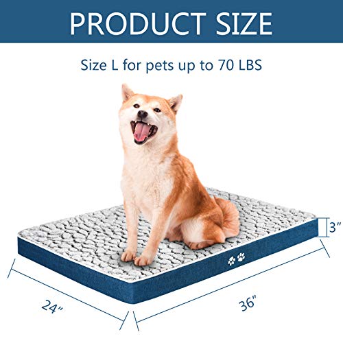 Kroser Dog Bed Crate Mat For Small, Medium, Large And Extra Large Dog/Cats, Stylish Dog Bed Pad Mattress (Cool & Warm) With Waterproof Linings, Pet Mat With Removable Machine Washable Cover, Grey/Navy #TOP3