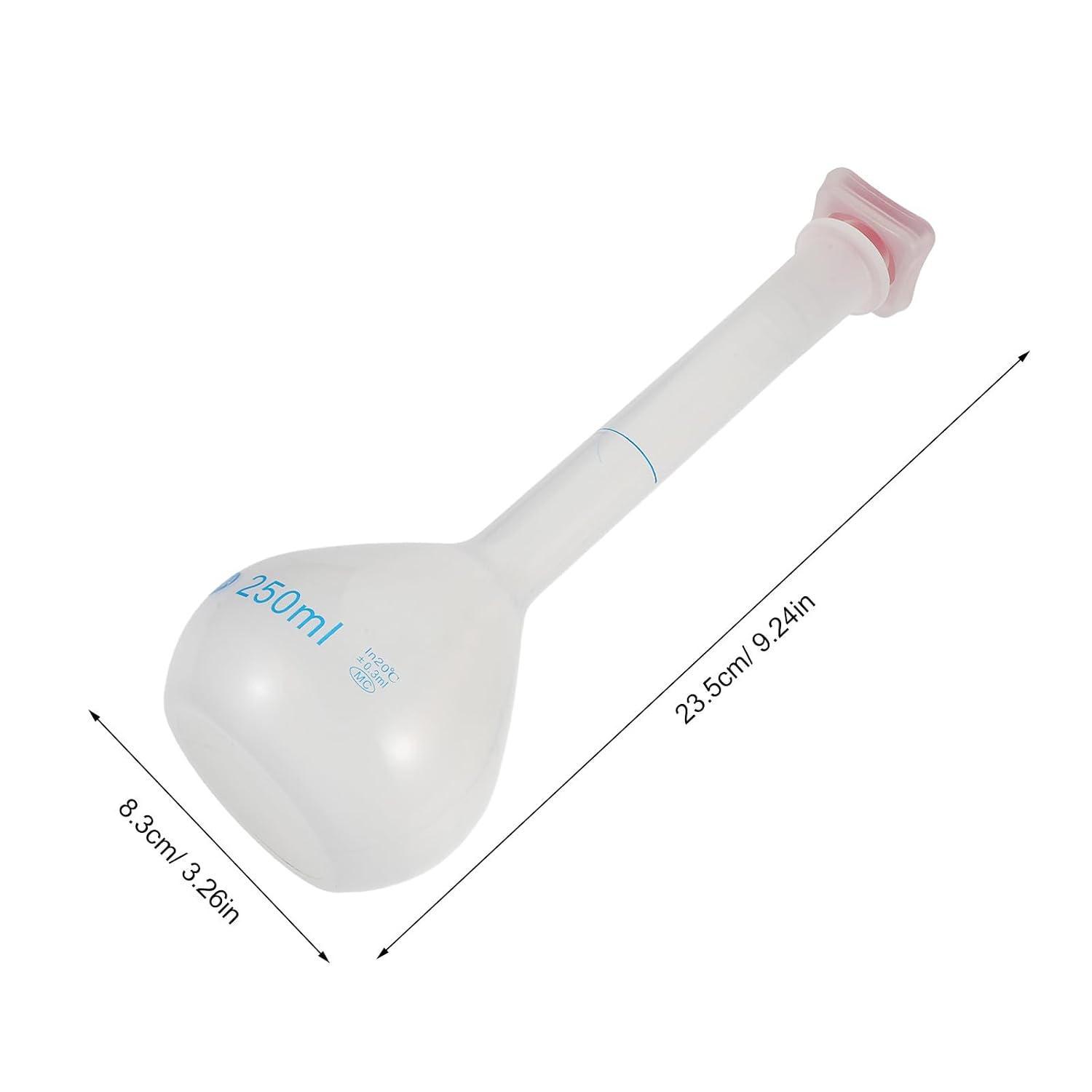 4pcs Plastic Volumetric Flask: 250ml Unbreakable Science Lab Flask - Plug Cap Measuring Bottle - - Stoppered Graduated Container for Lab Activities