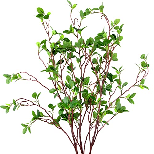 AUSTOR Tallos de vegetación Artificiales de 45 Pulgadas, Ramas de ficus sintéticas, Ramas de eucalipto sintético, arbustos Verdes Falsos, Tallos de Ramas de ficus para Relleno de jarrón, decoración