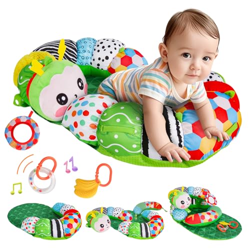 SAIMAND 3-in-1 Tummy Time Pillow for Baby 0-6 Months, Detachable Caterpillar Tummy Time Playmat for...