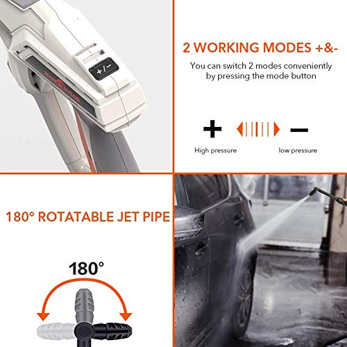 ROCKPALS Cordless Pressure Washer, 2 x 40V Batteries Max 870 PSI Power Washer with Accessories, Portable Power Cleaner with 6-in-1 Adjustable Nozzle, Suitable for Washing Cars/Fences/Siding