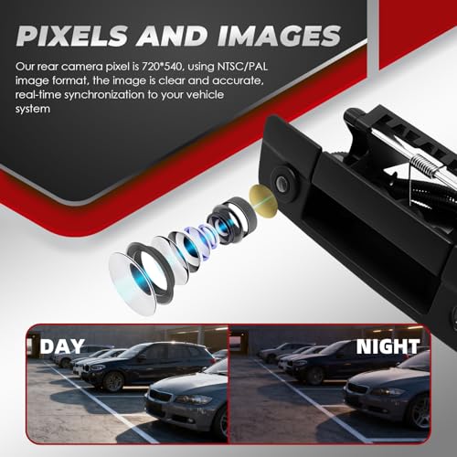 Image of Nakkaa Tailgate Handle Backup Camera Compatible with Ram 1500 2500 3500 2009-2017 Rear View Camera 68197873AA 68084284AB