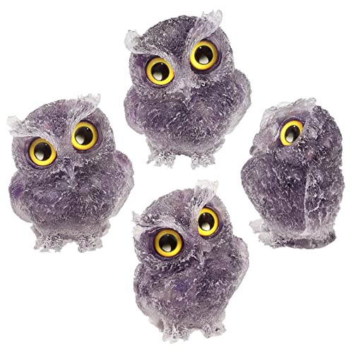 Nupuyai 2.4" Amethyst Owl Bird Carved Crystal Animal Statue Ornament - Image 3