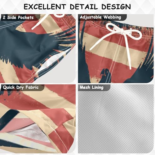 Boys Beach Board Shorts America Eagle Grunge Swim Trunk Teen Swimwear 8-16Y Multicolor3
