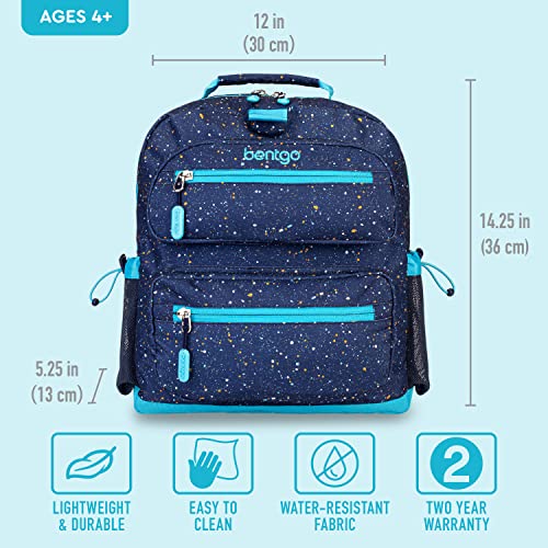 Bentgo® Kids Backpack - Confetti Designed Lightweight 14” Backpack For School, Travel & Daycare - Roomy Interior, Durable & Water-Resistant Fabric & Loop For Lunch Bag (Confetti Edition - Abyss Blue) #TOP3