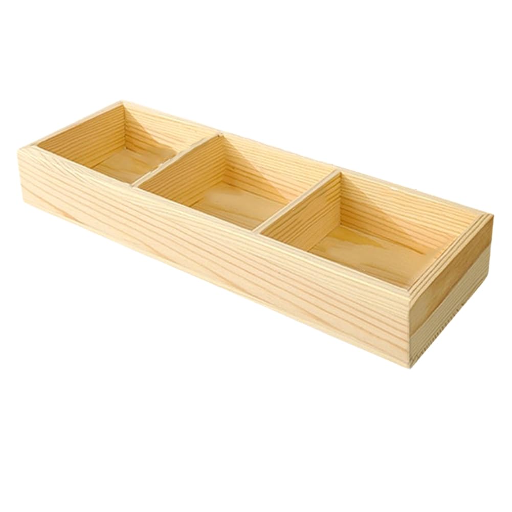 Osmond Desktop 3-Grid Wooden Organizer for Office and Kindergarten Stationery, Square Multi-Grid Storage