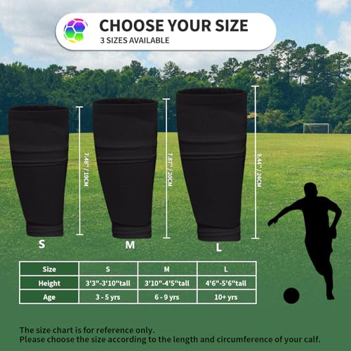 ATHCISE 2 Pairs Kids Youth Soccer Shin Guard Sleeves with Optimized Insert Pocket, Shin Pad Compression Sleeves for 3-15 Years Old Boys Girls Child Teens for Soccer Sport — view 6