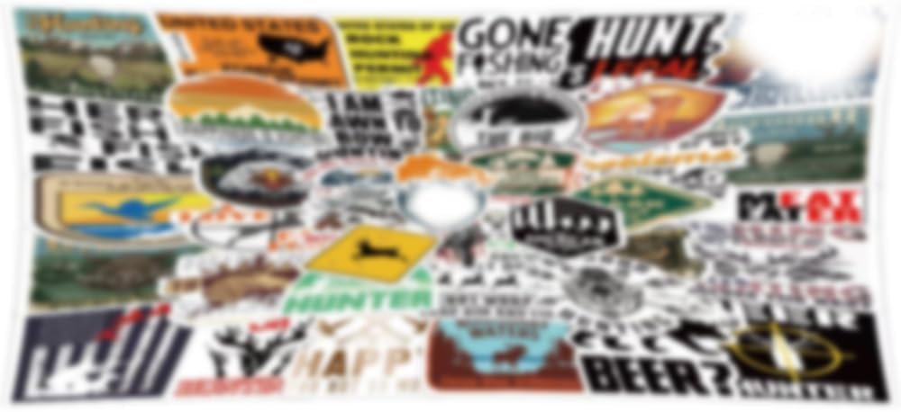 100PCS Go Hunting Stickers, Outdoor Adventure Wildness Decals Vinyl Waterproof Stickers for Water Bottle Laptop Luggage Helmet Skateboard Snowboard Guitar Scrapbook Phone Gifts for Teens