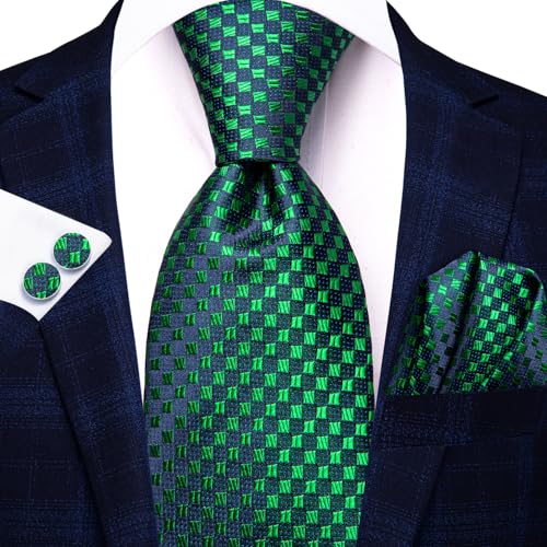 Image of Dubulle Silk Ties Set for Men Formal Paisley Striped Necktie Pocket Square Cufflinks 3PCS Sets Wedding Business Party