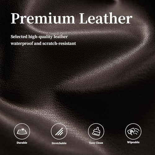 Image of PU Leather Bar Stool Covers with Backs Waterproof Bar Stool Chair Covers