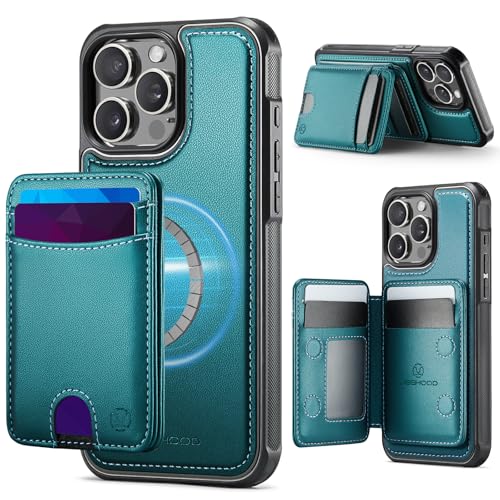 owlhold Removable Leather Flip Cover for 2-in-1 Wallet Case for iPhone 13 Pro 6.1", Compatible with MagSafe and RFID Blocking, 6 Card Slots, Teal