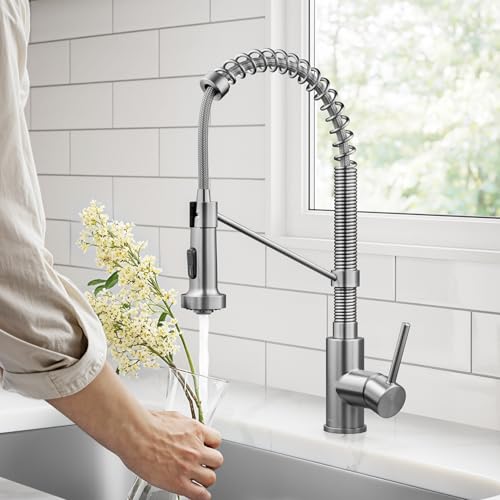 Image of KRAUS Premier 32 in. Undermount 50 /50 Double Bowl 18-Gauge Stainless Steel Kitchen Sink and Commercial Style Pull Down Faucet in Spot-Free Stainless Steel, KCA-1200