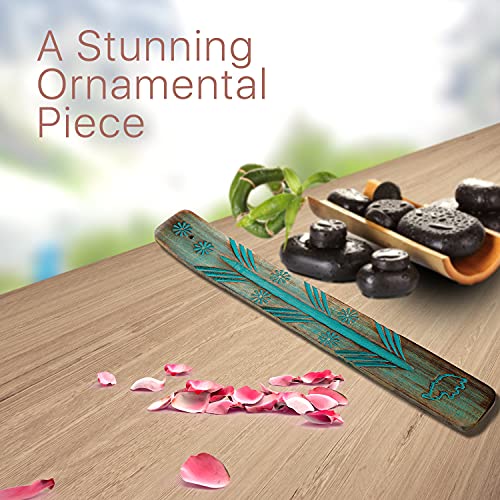 Wooden Incense Stick Holder – Handmade Incense Stick Burner Painted By Artisans – Ideal For Aromatherapy, Meditation, Yoga – Ornamental Piece For Home, Office Decor - Pack Of 2 (Green) #TOP2