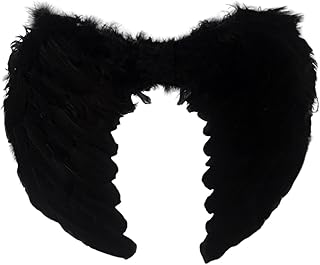 SHINROAD Adultos Niños Ángel Wings Disfraz de hadas con plumas hecho a mano para niños adultos 35 cm 45 cm tamaños correas elásticas para los hombros coloridos accesorios de vestir negro