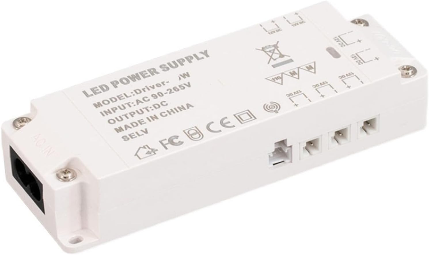 Ultra-Thin Kitchen Cabinet Switch Power Supply 6 interfaces Wide Voltage 85-265V 12v 24V DC Power Supply(Mini-24V 12W)