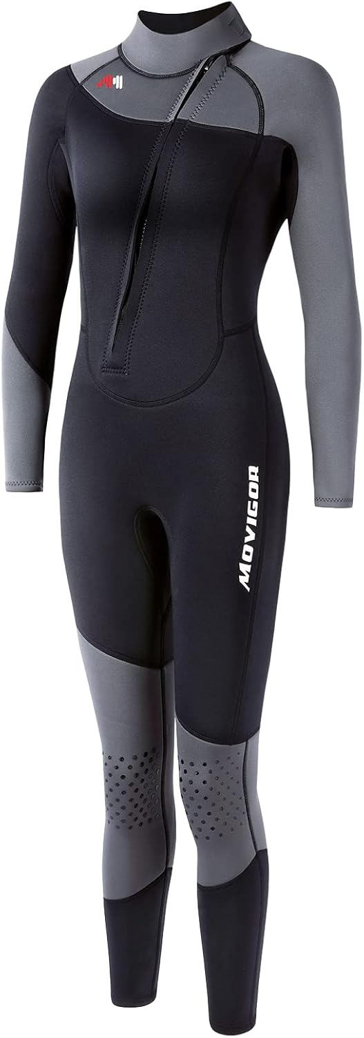Nataly Osmann Unisex-Adults 3mm Black Neoprene Long Sleeve Zipper Wetsuit for Boating, Snorkeling, Diving, Swimming, Wakeboarding, Kayaking, Surfing, Paddle Boarding