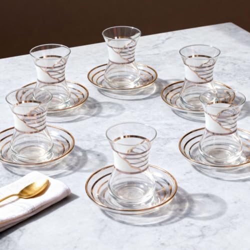Güral 6 Kişilik İnce Belli Çay Takımı 12 Parça Cam - Görsel 1