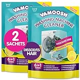 Vamoosh 6-in-1 Washing Machine Cleaner, Dissolves Hair, Eliminates Bad Odours, Removes Limescale, Deep Clean, Leaves Smelling Fresh, Antibacterial, Descales (Lemon, Pack of 2)
