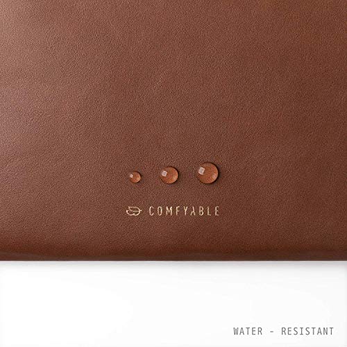 Image of Comfyable Slim Protective Laptop Sleeve 13-14 inch Compatible with 13 inch MacBook Air M4-M1 & MacBook Pro 13-in / 14-in M4 M3 M2 2024 Pro /Max & M1, PU Leather Bag Cover Computer Case for Mac, Brown