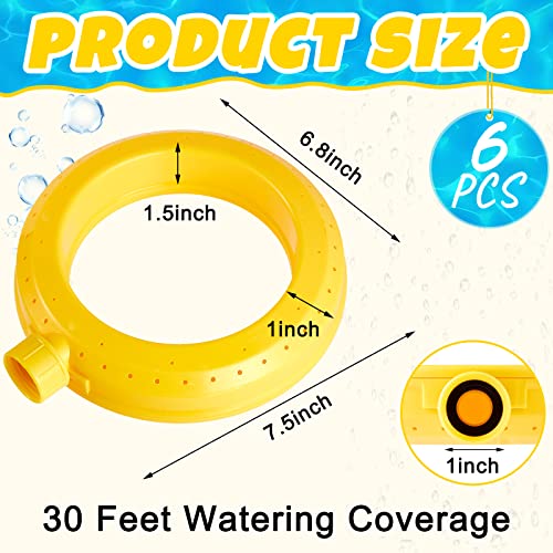 6 Pcs Plastic Circle Ring Sprinkler 30 Feet Watering Coverage Water Sprinkler For Lawn Yard Grass Yellow Round Pattern Lawn Sprinkler Works For High Or Low Water Pressure #TOP2