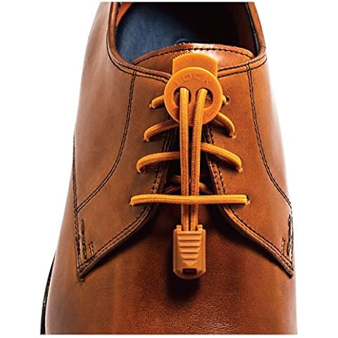 Lock Laces Premium Elastic No Tie Shoelaces For Dress Shoes (Light Brown) Cover