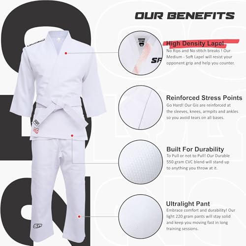 Starpro Kids Judo Gi – Single Weave 250g – Children Martial Arts Uniform with Free Belt
