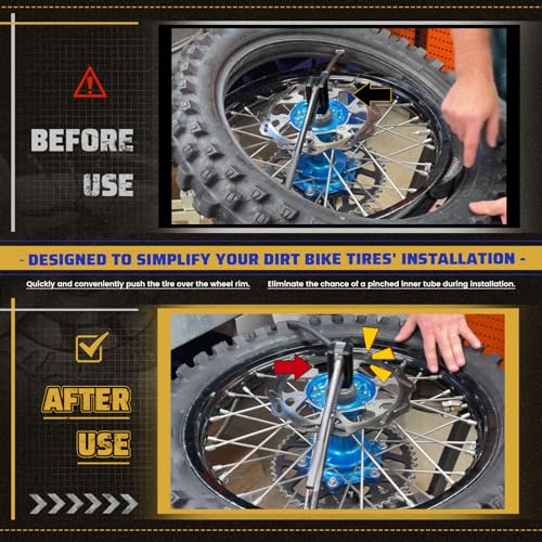 Dirt Bike Tire Changing Tool Kit Fits for Dirt Bikes Motocross Enduro 16" to 21" Wheels, Portable Tire Changer Includes 15/17/20/25mm Axles, Black - Image 3