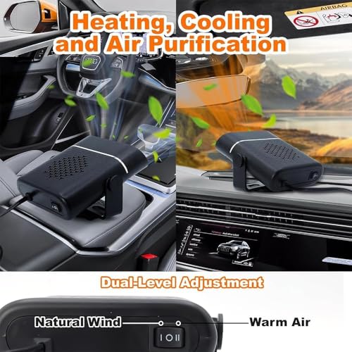 Image of 2 in 1 Car Heater 150W 12V Portable Fast Heating Defroster & Defogger Fan | Quick Window Demister with 360 Rotation | Plug-In Cigarette Lighter Auto Heater for Winter Driving