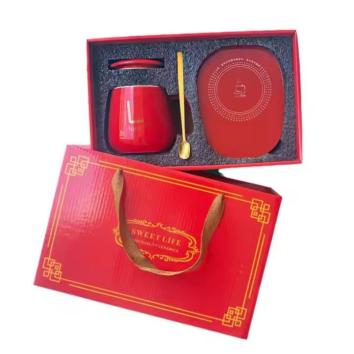 Electric Heated Ceramic Coffee Mug (Red)
