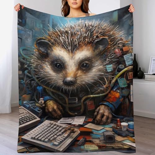 Plaid hérisson de qualité supérieure en flanelle chaude et douce de 140x180 cm - 2