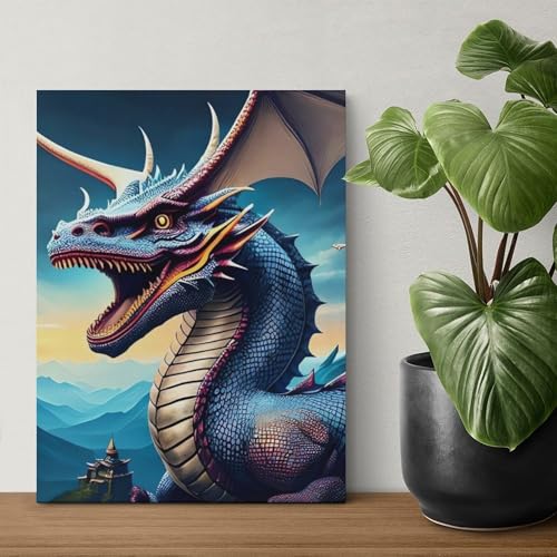 Peinture numérique dragon rugissant pour activité créative salon - 6