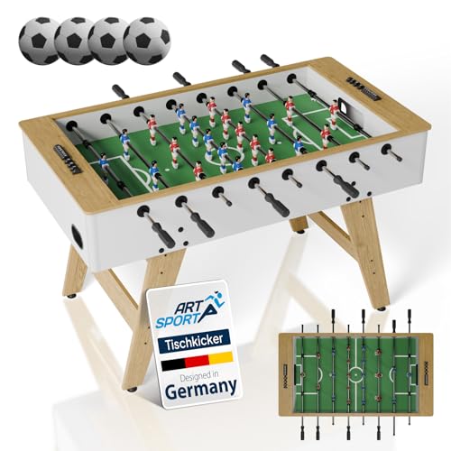 Artsport Tischkicker ProKick - Stabiler Kickertisch aus MDF, 11-gegen-11 Spielfläche, Anti-Rutsch-Griffe, Torzähler, für Kinder & Erwachsene – Weiß/Natur Artsport Tischkicker ProKick - Stabiler Kickertisch aus MDF, 11-gegen-11 Spielfläche, Anti-Rutsch-Griffe, Torzähler, für Kinder & Erwachsene – Weiß/Natur