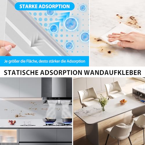 TONIJAWES Elektrostatische Wandschutzfolie 60 cm x 10 m wandschutz transparente Elektrostatik Folie Spritzschutz für Wandschutz für Küche Möbel schutzfolie HundWand Spritzschutz schutzfolie