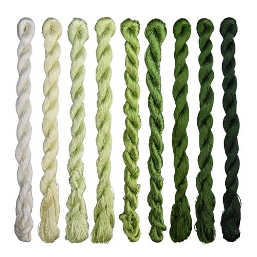 MINGGUXIUYI Natural 100% Silk Thread, Handmade Embroidery Thread Silk Floss 9 Colors 110m Each (107)