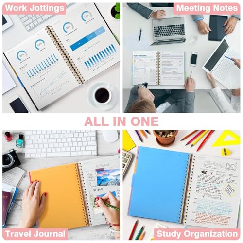 Image of Spiral Notebook 8.5 inch x 11 inch, 5 Subject Notebooks College Ruled with Dividers