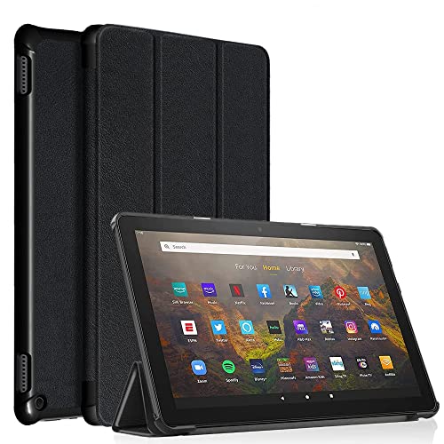 ODQQDO Fire HD 10 Tablet Hülle für Amazon Kindle Fire HD 10 & 10 Plus(13 Generation 2023) PU Leder mit Auto aufwachen/Schlaf Funktion Nicht kompatibel mit iPad Samsung(Black)