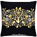 SPRINGOS Poszewka na poduszkę, poduszka ozdobna, czarna, złote tłoczenie, jeleń/renifery, wymiary: 40 x 40 cm, tapicerka, Frohe Weihnachten, dekoracyjna poszewka na poduszkę, zima, wzór (jeleń/renifery)