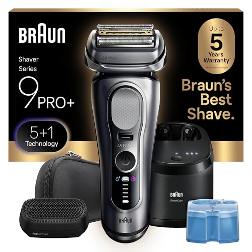Image of Braun Series 9 PRO+ Electric Shaver, Wet & Dry Razor, Pro SensoAdapt, 6in1 SmartCare Center, 9697CC, Silver