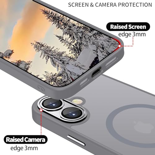 Image of VONZEE Magnetic Case Compatible with iPhone 17, MagSafe Compatible Translucent Matte Shockproof Protective Phone Cover, Full Camera Protection, Slim Anti-Scratch Back Case for Men & Women, Grey