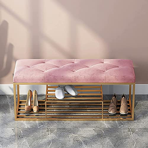 Meuble chaussures d'entrée avec banc en velours gris moderne