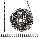 Gosknor 3m Lange Zugkettenverlängerung für Deckenventilatoren, Metall-Lichtzug mit 20 Verbindungsstücken 3mm Kugelkette für Leuchten und DIY-Bastelarbeiten (Gun Black)