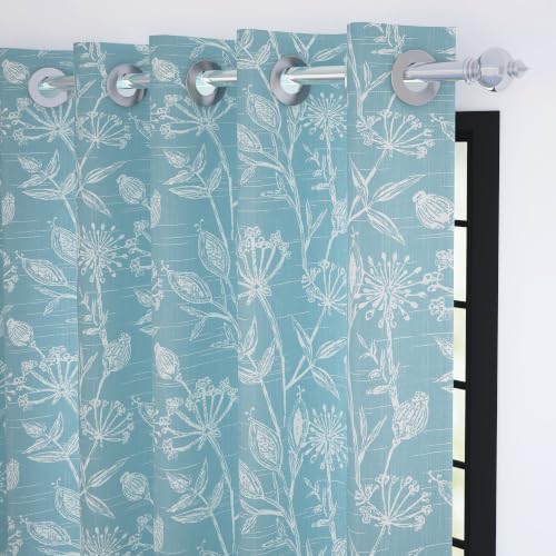 Image of Story@Home Long Door Curtains 9 Feet Long Set of 2 | Floral Printed | Bohemian Cotton Curtain | Light Filtering Curtains for Living Room, Bedroom | (116 X 275 Cm, White & Blue)