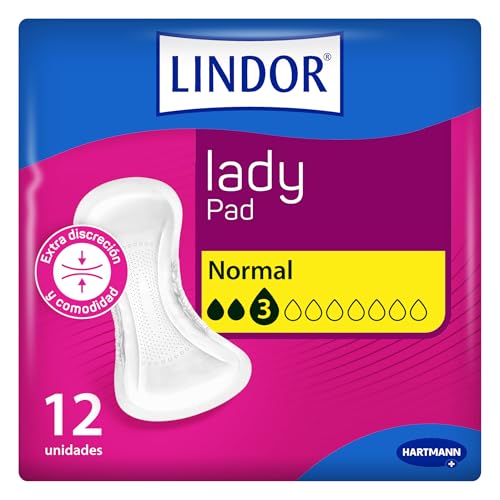 Lindor Lady: Compresas para Mujeres con Pérdidas de Orina, Normal, Protectores y Absorbentes para Incontinencia, 12 unidades