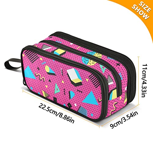Image of 80s 90s Large Capacity Pencil Case Pencil Pouch Pen Box | 3 Compartment Large Storage Pencil Bag for Adults School Office Teen Girl Boy Men Women