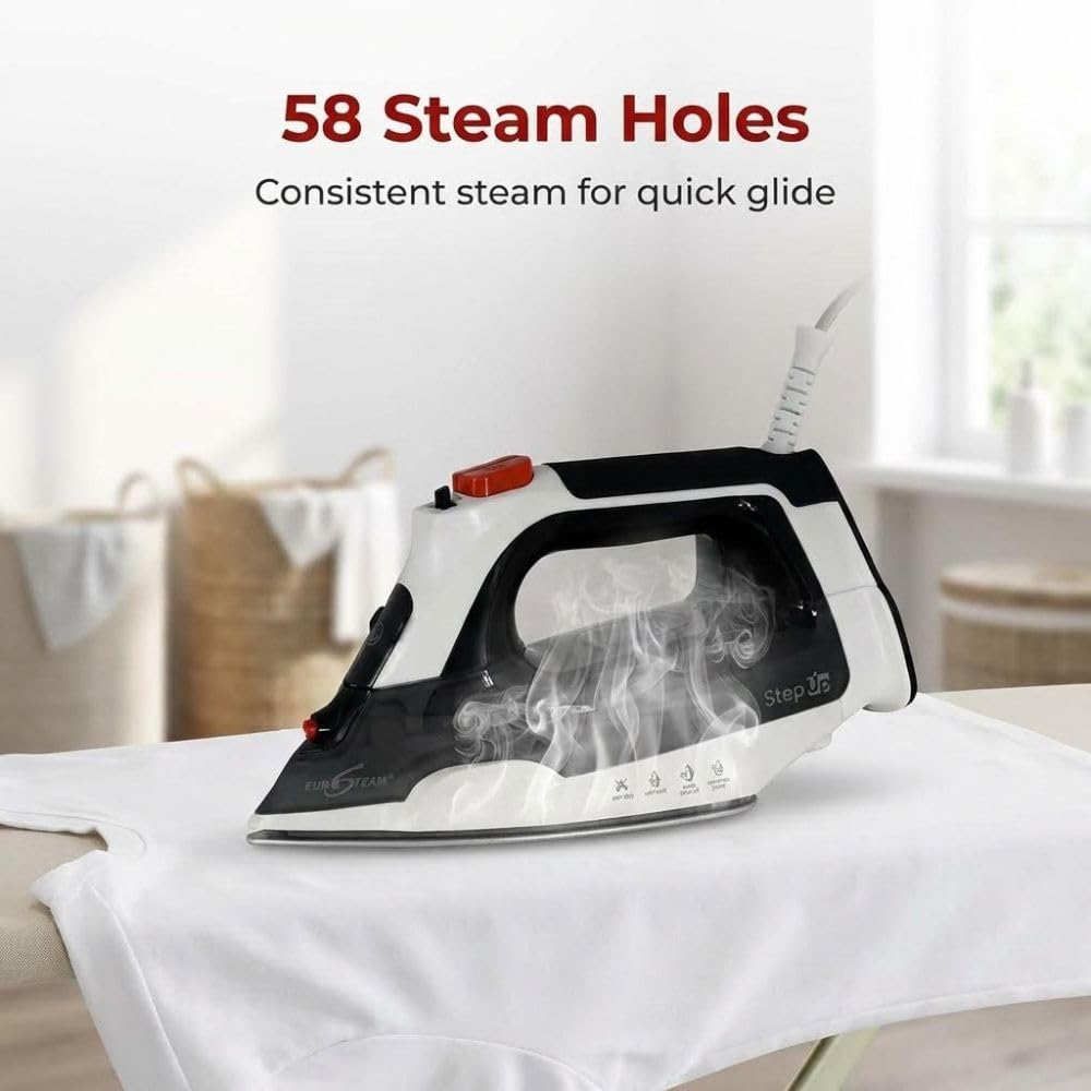 Eurosteam Step Up Bügeleisen – selbsthebendes Smart-Bügeleisen mit Keramik-Sohle – Auto-Lift-Sicherheit und intelligente Temperatur-Technologie für alle Stoffe – Bügeln neu konzipiert: intelligent