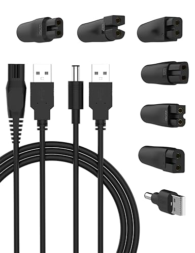 Cargador de afeitadora de cable de alimentación de 5 V, juego de adaptadores USB, compatible con varios tipos de cortadoras eléctricas de barba,