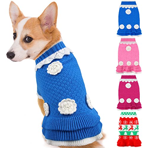 Winter Pullover Für Hunde & Katzen - Grüner Strick Mit Lederlabel