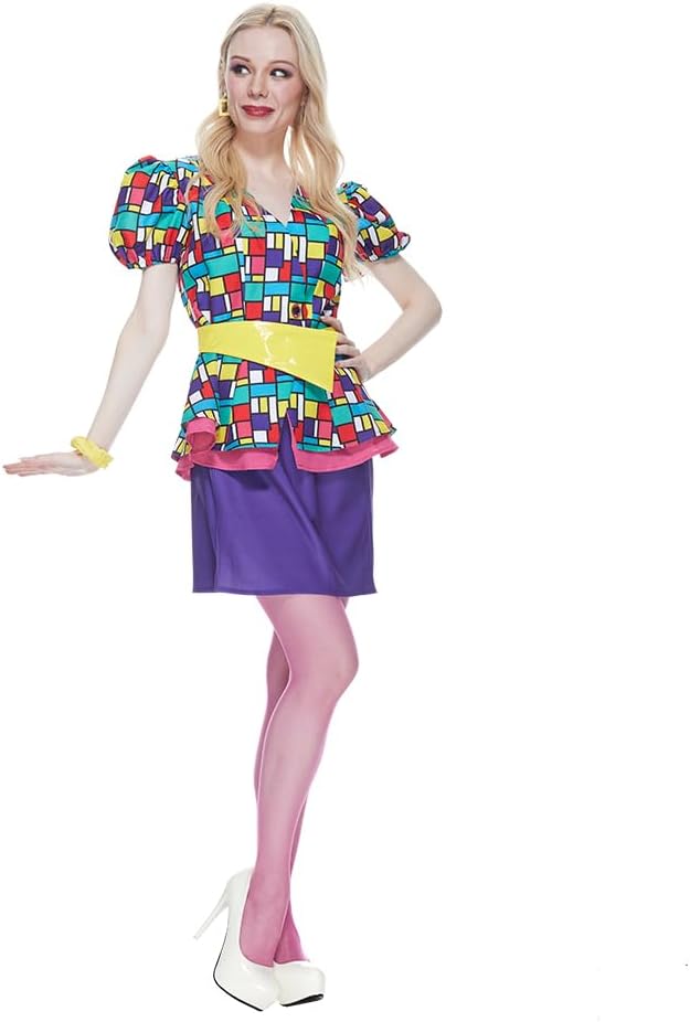 FantastCostumes Women Retro 80s Costume Colorful Neon Fashionista Full Set with Accessories - Image 4